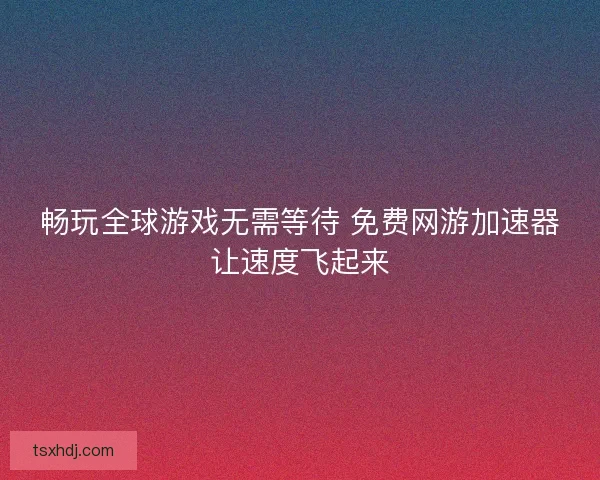 畅玩全球游戏无需等待 免费网游加速器让速度飞起来