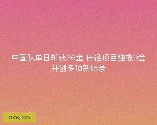 中国队单日斩获36金 田径项目独揽9金并创多项新纪录